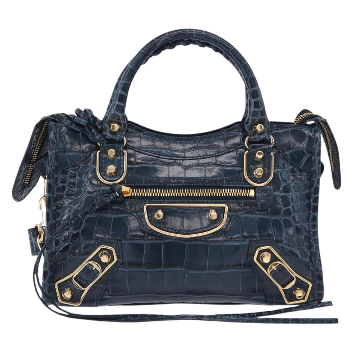 BALENCIAGA Classic Metallic Edge Mini City Leather 2way 390160 Auth 197318SAM