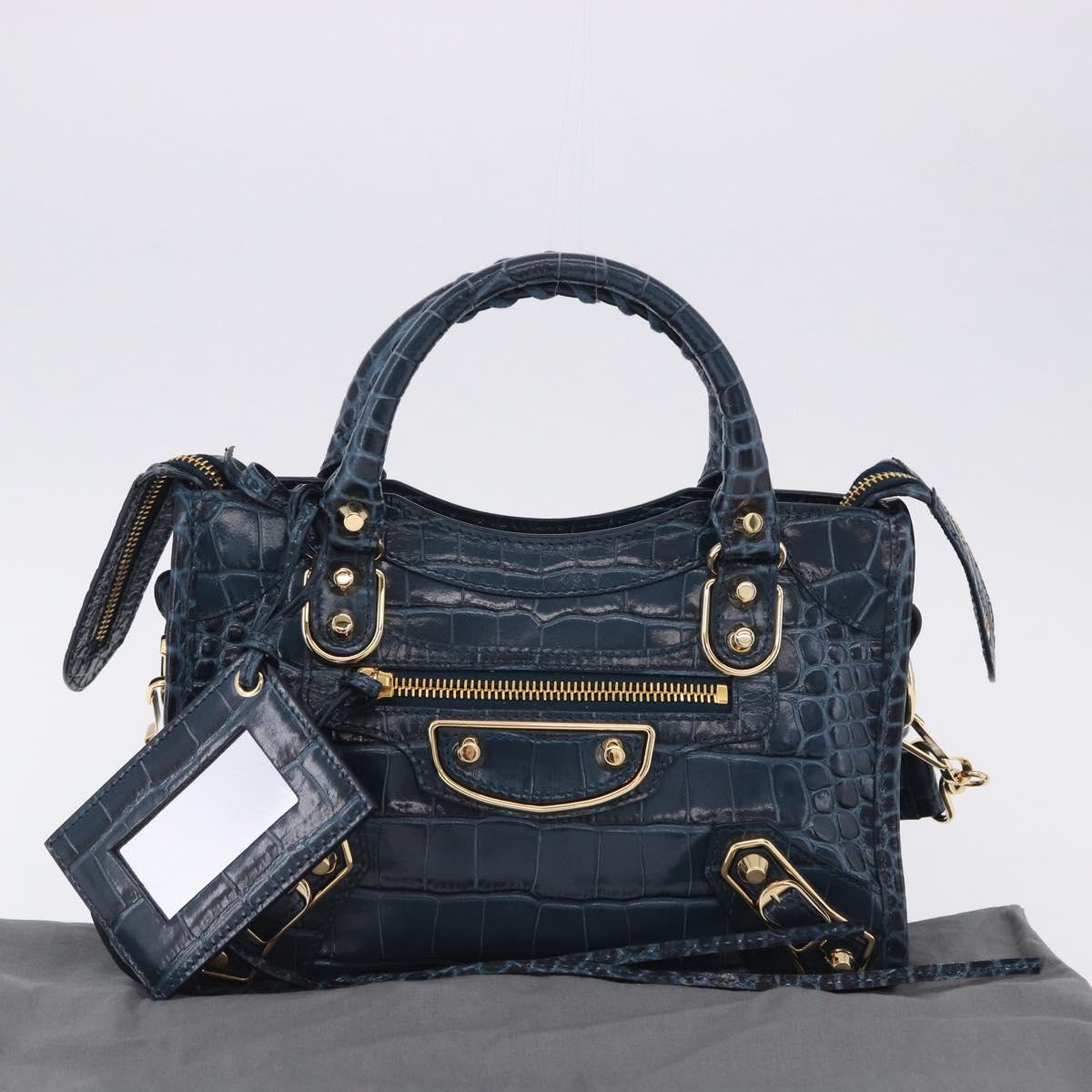 BALENCIAGA Classic Metallic Edge Mini City Leather 2way 390160 Auth 197318SAM
