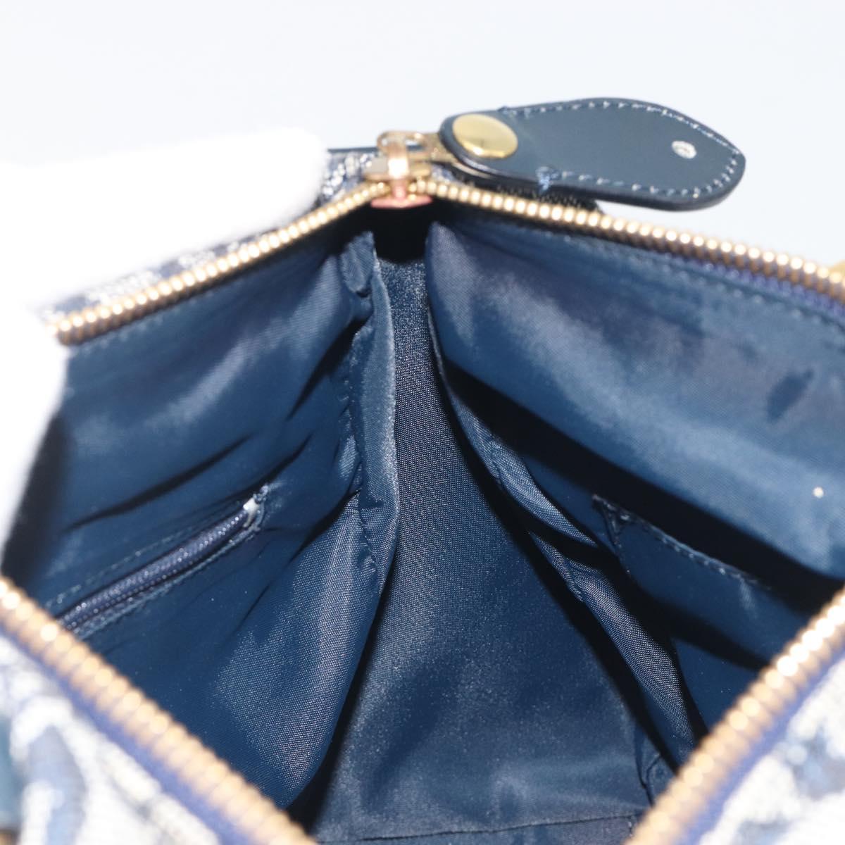 Christian Dior Trotter Canvas Boston Bag Navy Gold Auth 197320V
