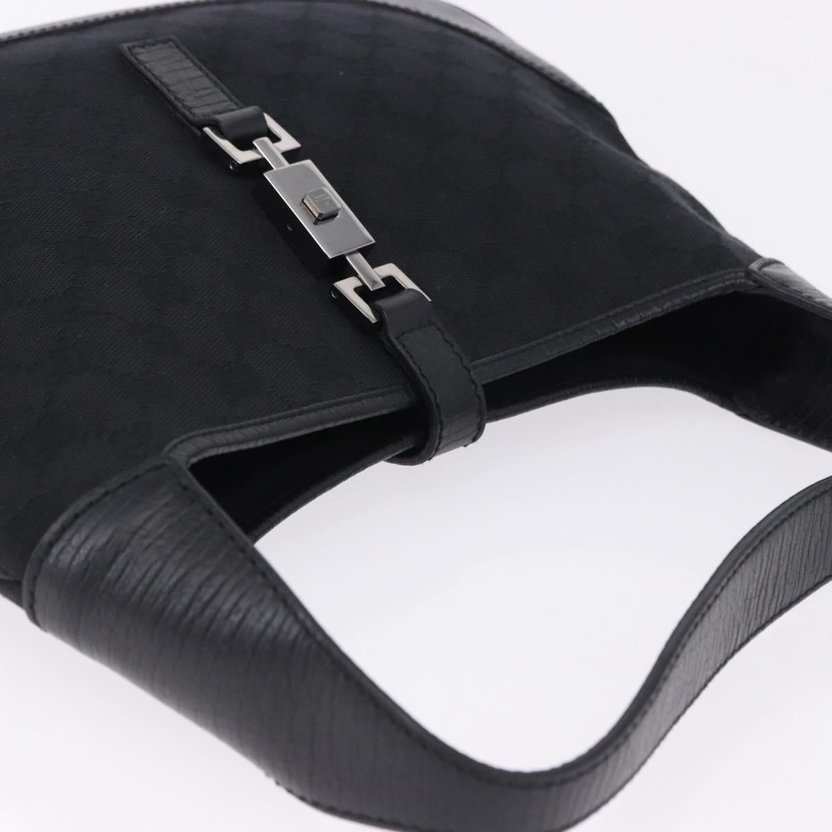 GUCCI GG Canvas Jackie Shoulder Bag Black Silver 00963 Auth 197321V