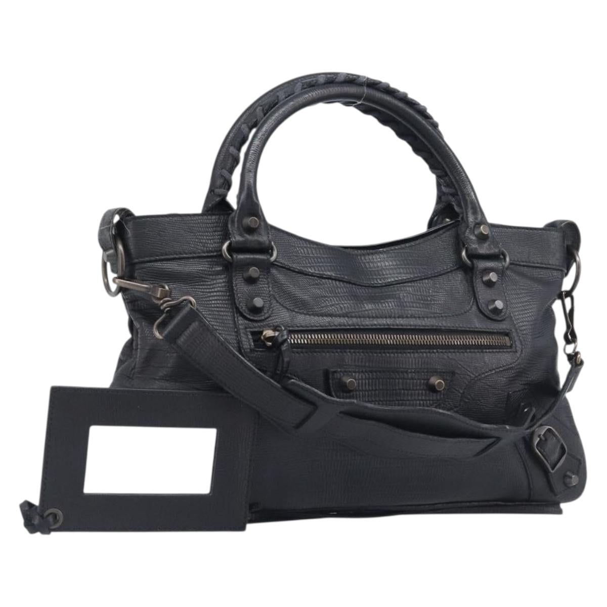 BALENCIAGA The First Hand Bag Leather 2way Black 103208 Auth 197324M