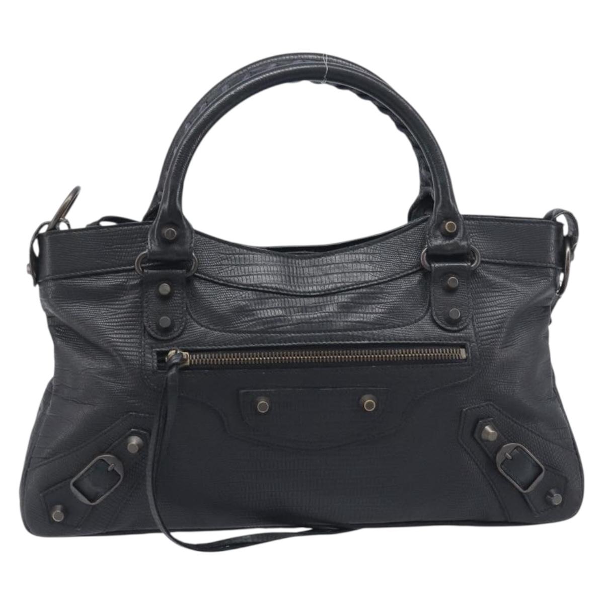 BALENCIAGA The First Hand Bag Leather 2way Black 103208 Auth 197324M