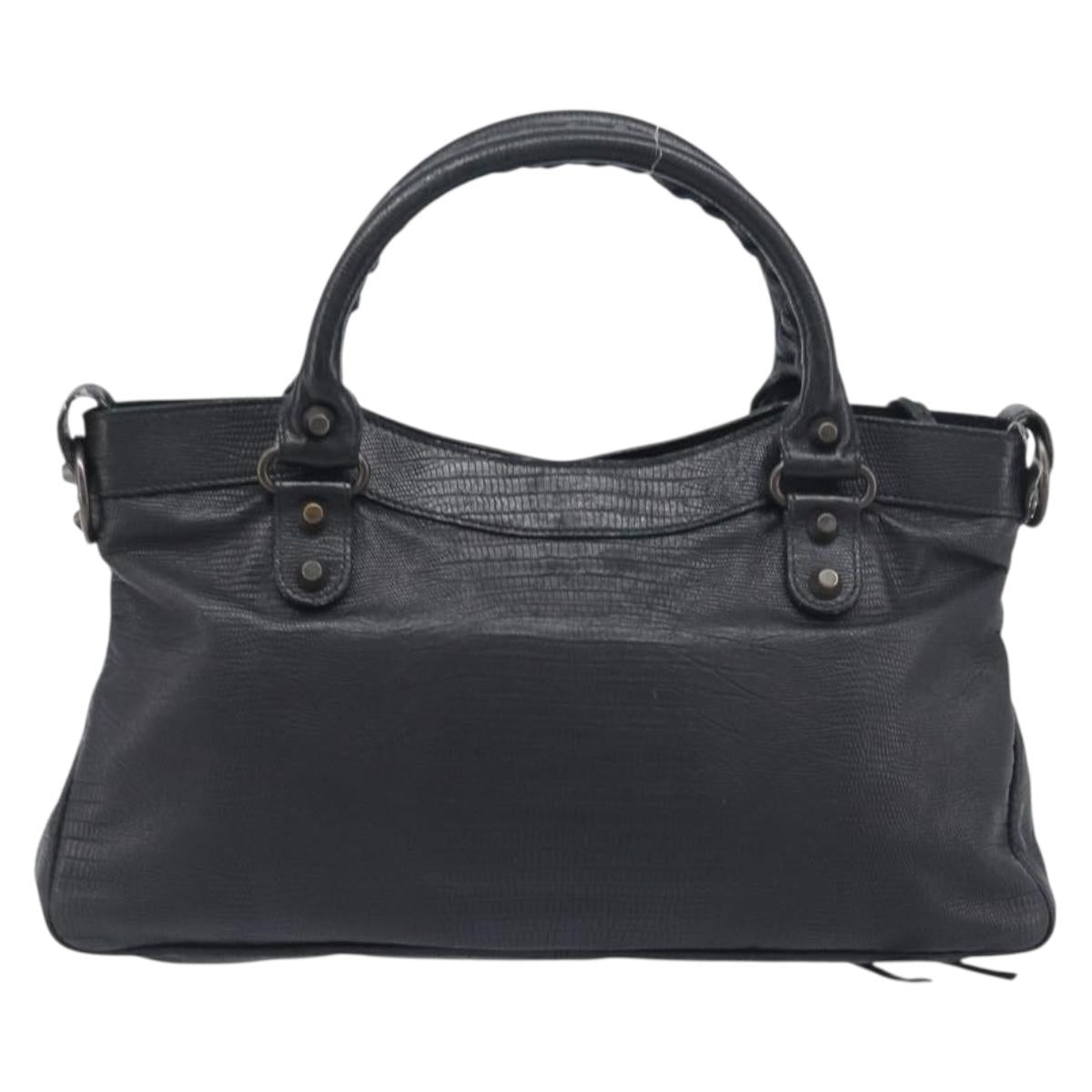 BALENCIAGA The First Hand Bag Leather 2way Black 103208 Auth 197324M