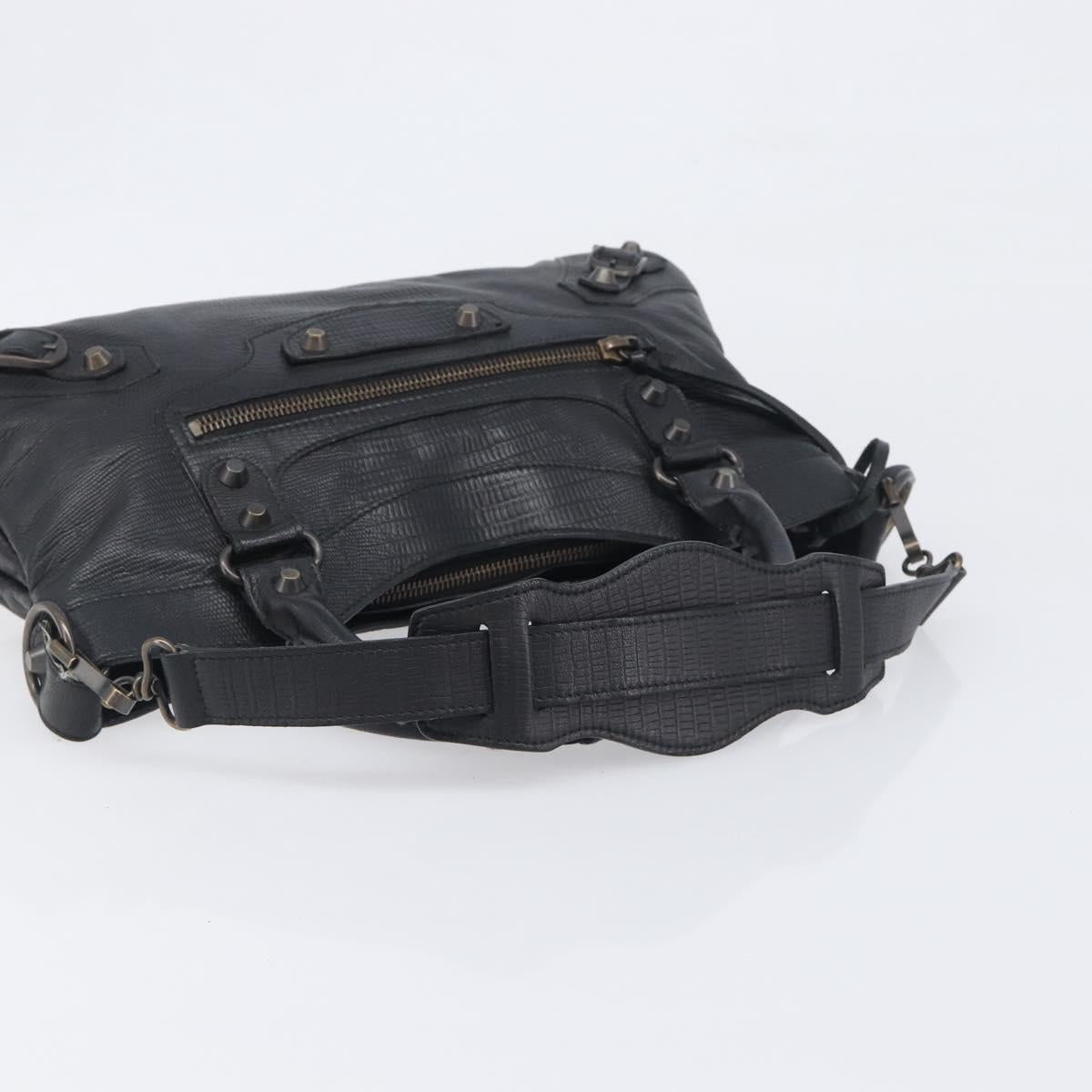 BALENCIAGA The First Hand Bag Leather 2way Black 103208 Auth 197324M