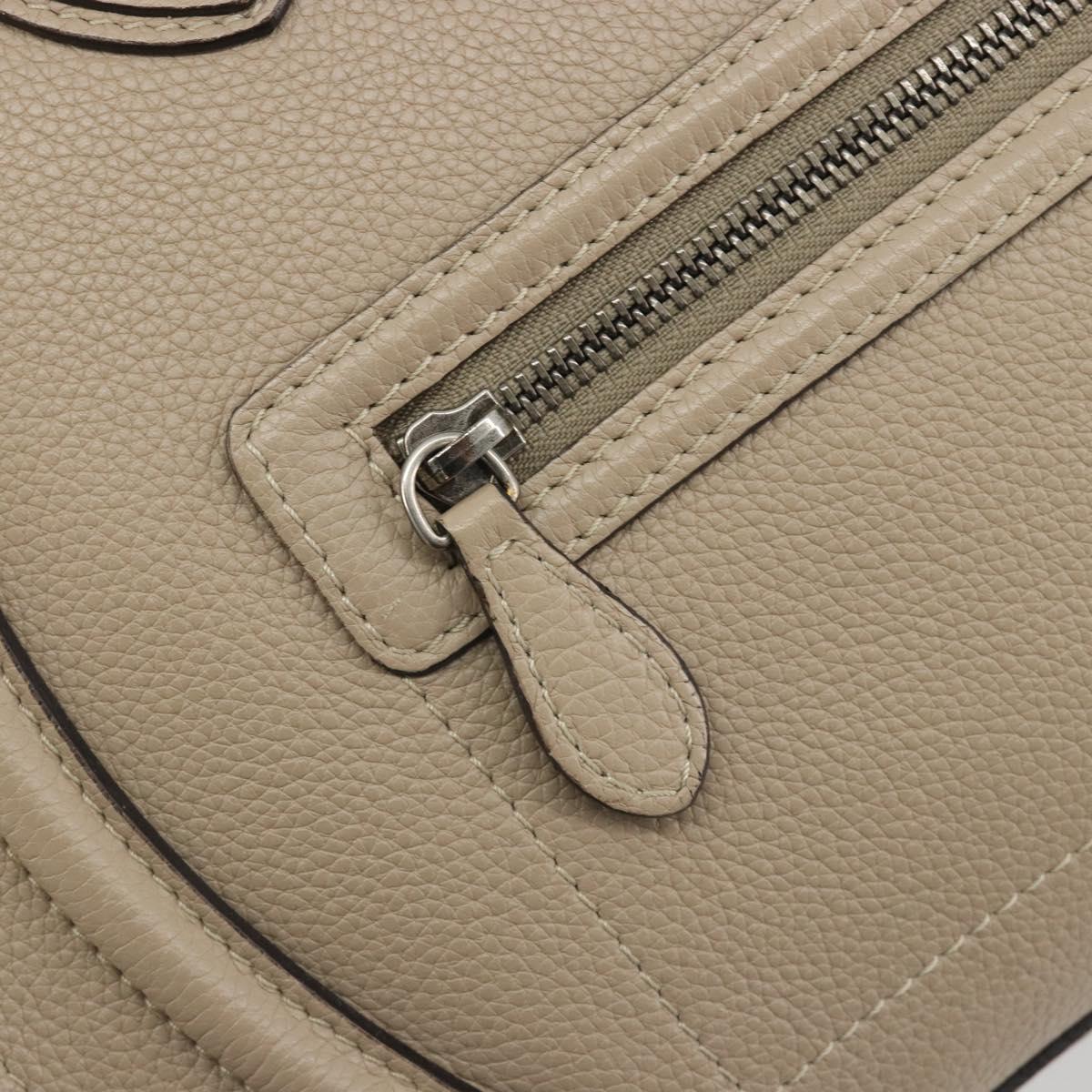 CELINE Luggage Medium Hand Bag Leather Beige Silver Auth 197325A