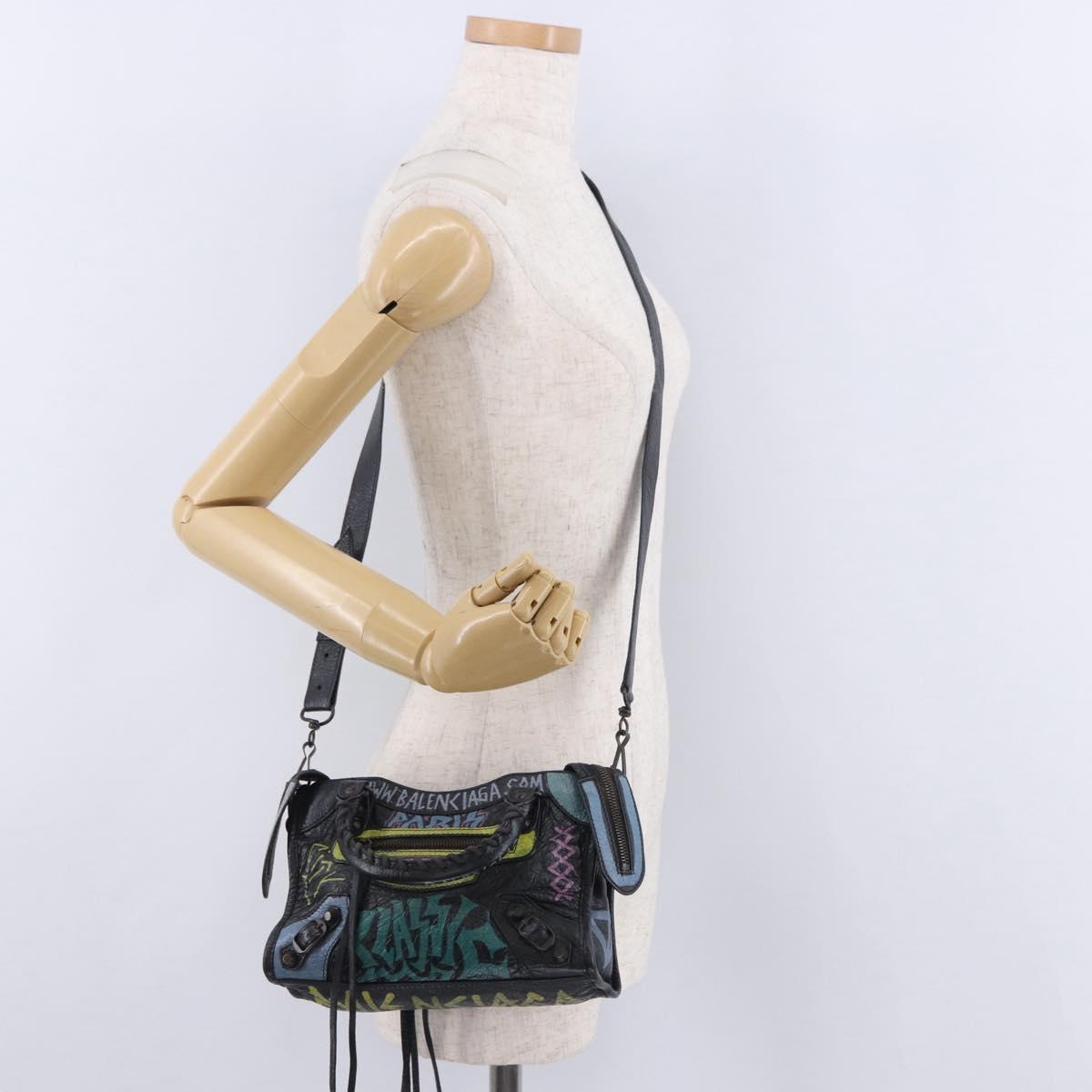 BALENCIAGA Classic Mini City Hand Bag Leather 2way Black 300295 Auth 197327M
