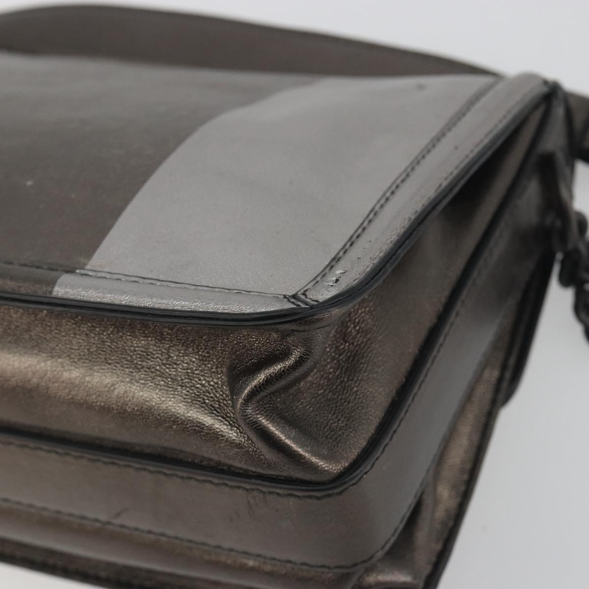 BOTTEGA VENETA Rialto Chain Shoulder Bag Leather Silver Auth 197328V
