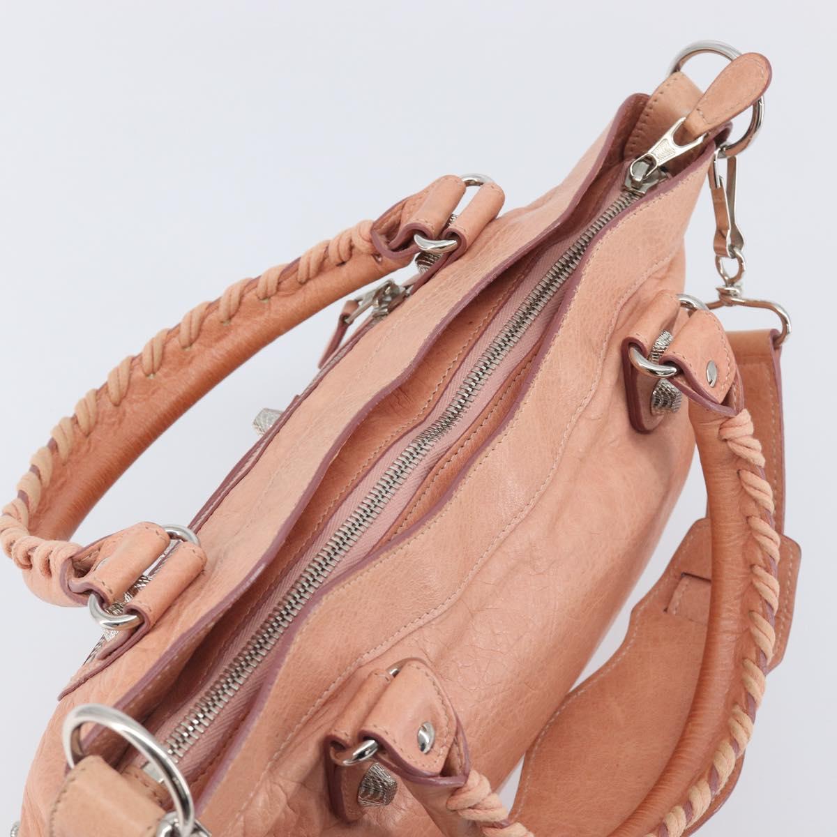 BALENCIAGA Giant The First Hand Bag Leather 2way Pink Silver 240577 Auth 197329V