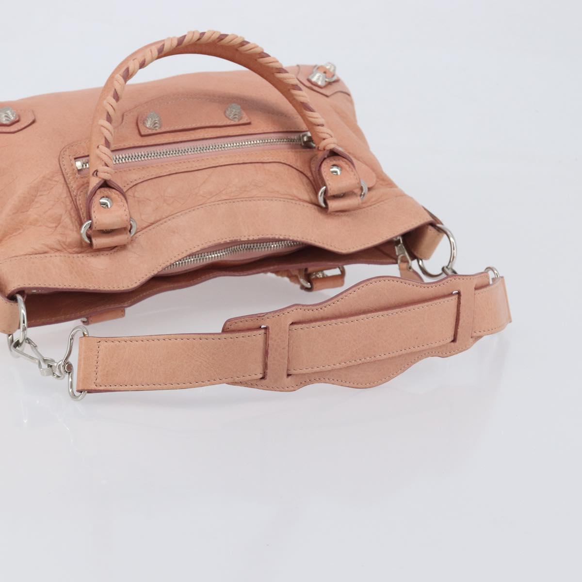 BALENCIAGA Giant The First Hand Bag Leather 2way Pink Silver 240577 Auth 197329V