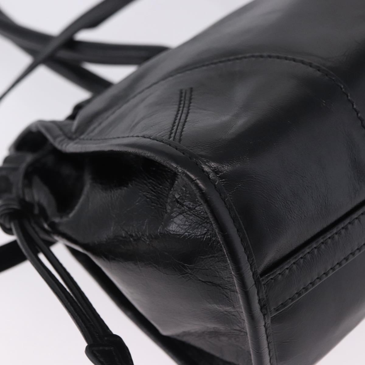 PRADA Bonnie Hand Bag Leather 2way Black Gold Auth 197332SAM