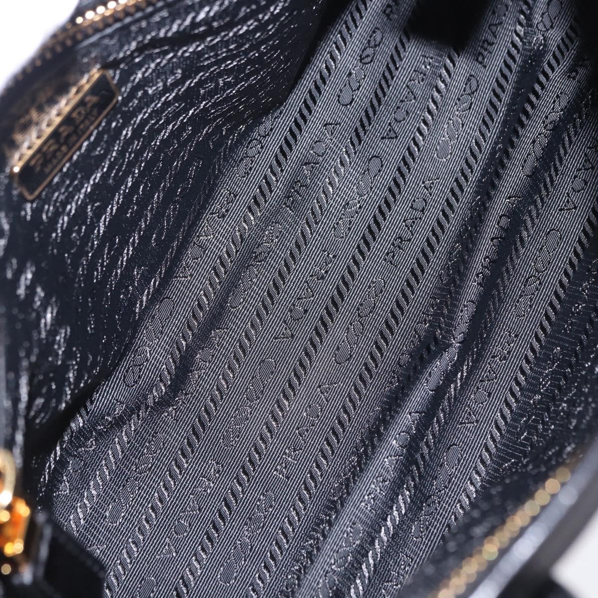 PRADA Bonnie Hand Bag Leather 2way Black Gold Auth 197332SAM
