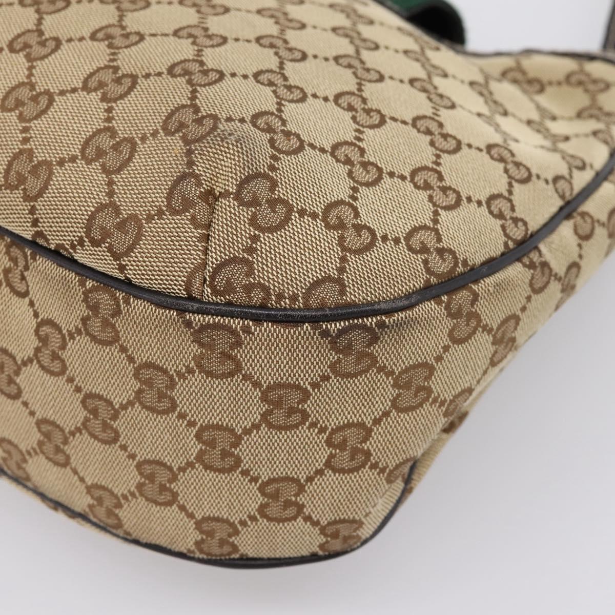 GUCCI GG Canvas Web Sherry Line Shoulder Bag Beige Gold 233608 Auth 197333V