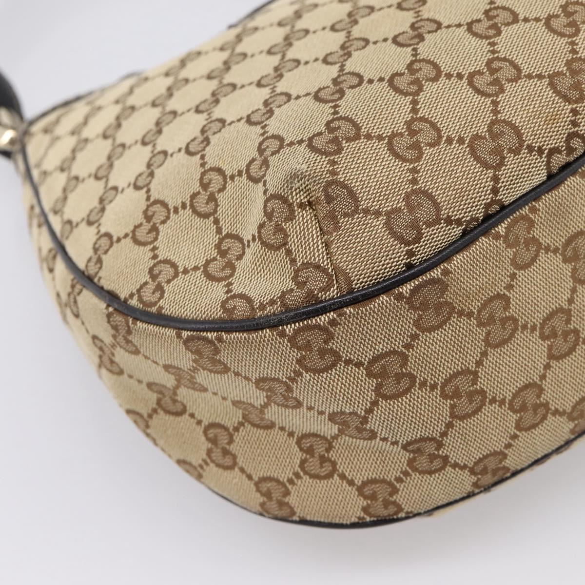 GUCCI GG Canvas Web Sherry Line Shoulder Bag Beige Gold 233608 Auth 197333V