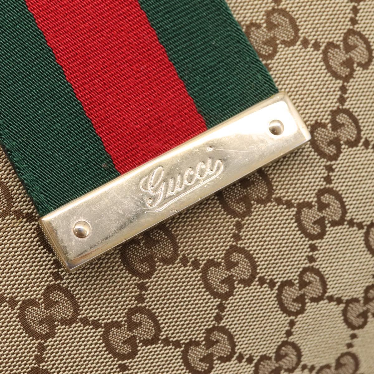 GUCCI GG Canvas Web Sherry Line Shoulder Bag Beige Gold 233608 Auth 197333V