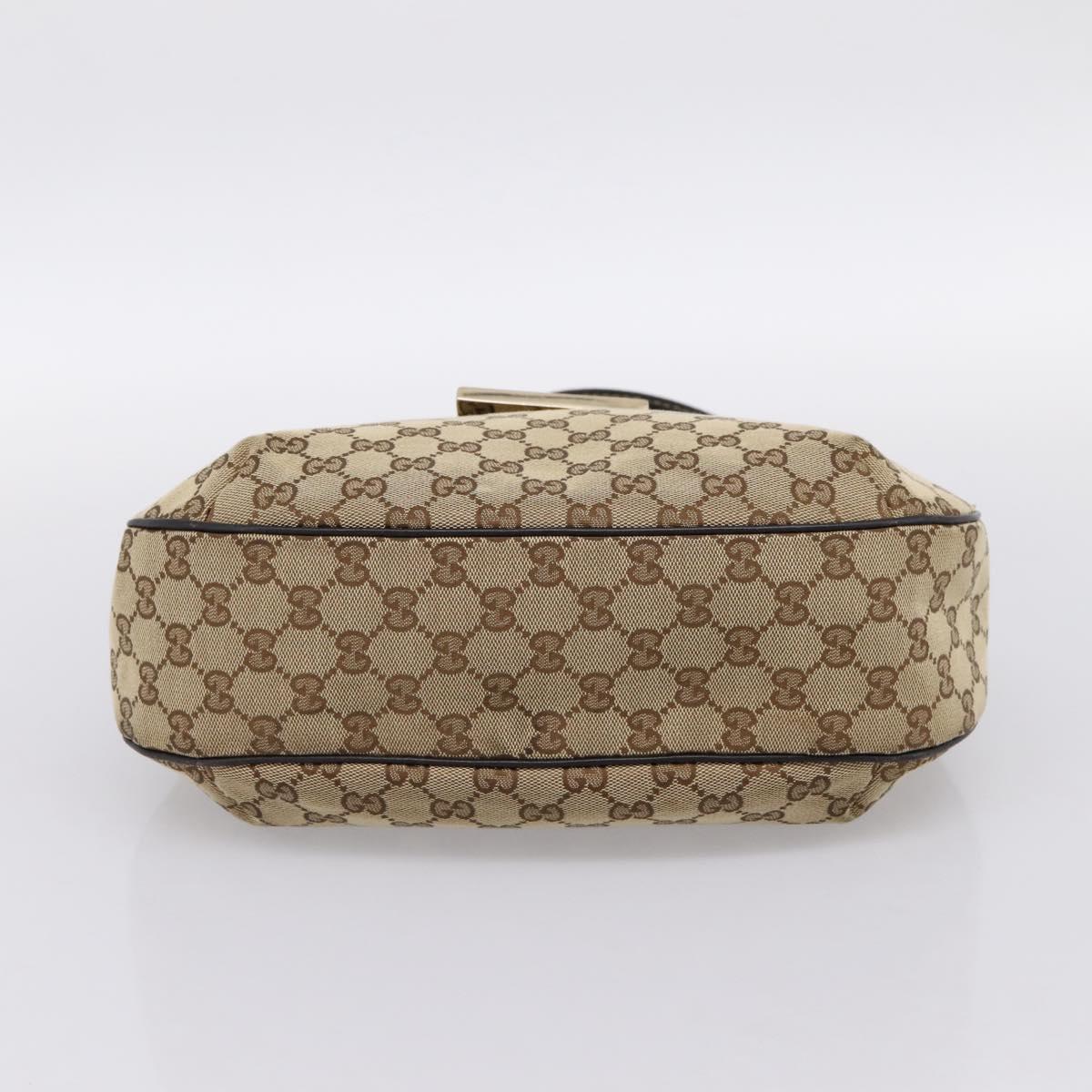GUCCI GG Canvas Web Sherry Line Shoulder Bag Beige Gold 233608 Auth 197333V