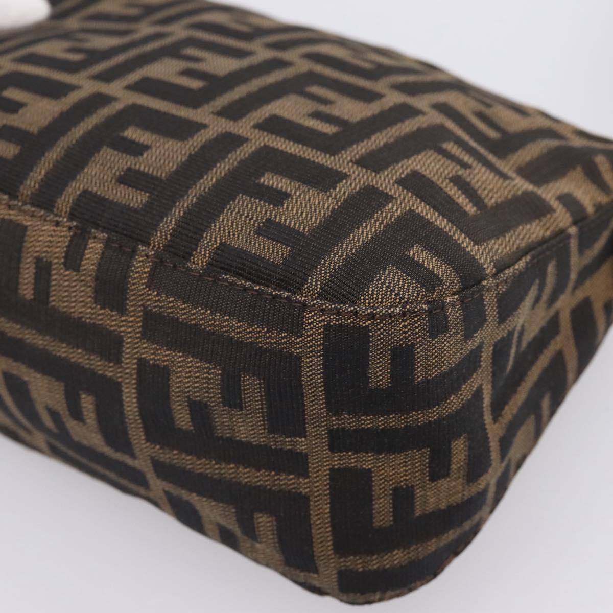 FENDI Zucca Canvas Mamma Baguette Shoulder Bag Brown Black Auth 197334V