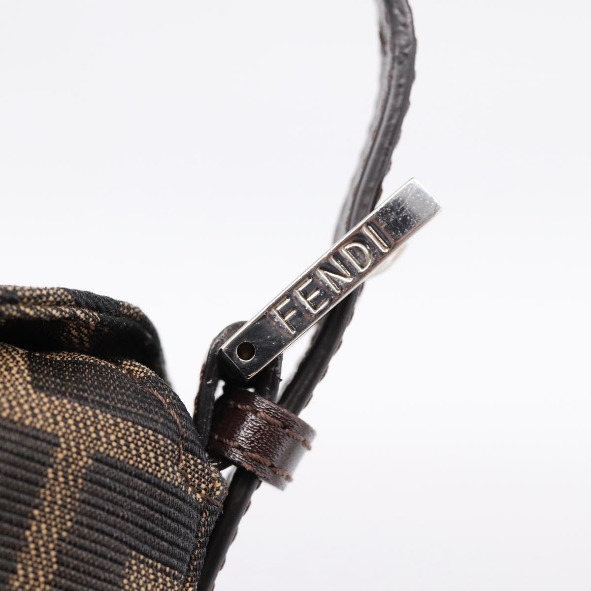 FENDI Zucca Canvas Mamma Baguette Shoulder Bag Brown Black Auth 197334V