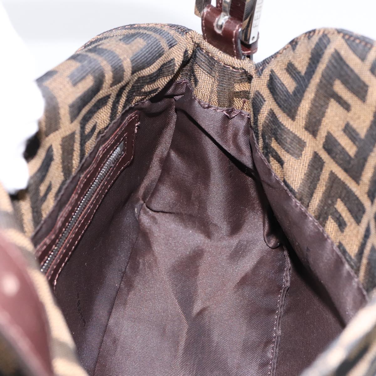 FENDI Zucca Canvas Mamma Baguette Shoulder Bag Brown Black Auth 197334V