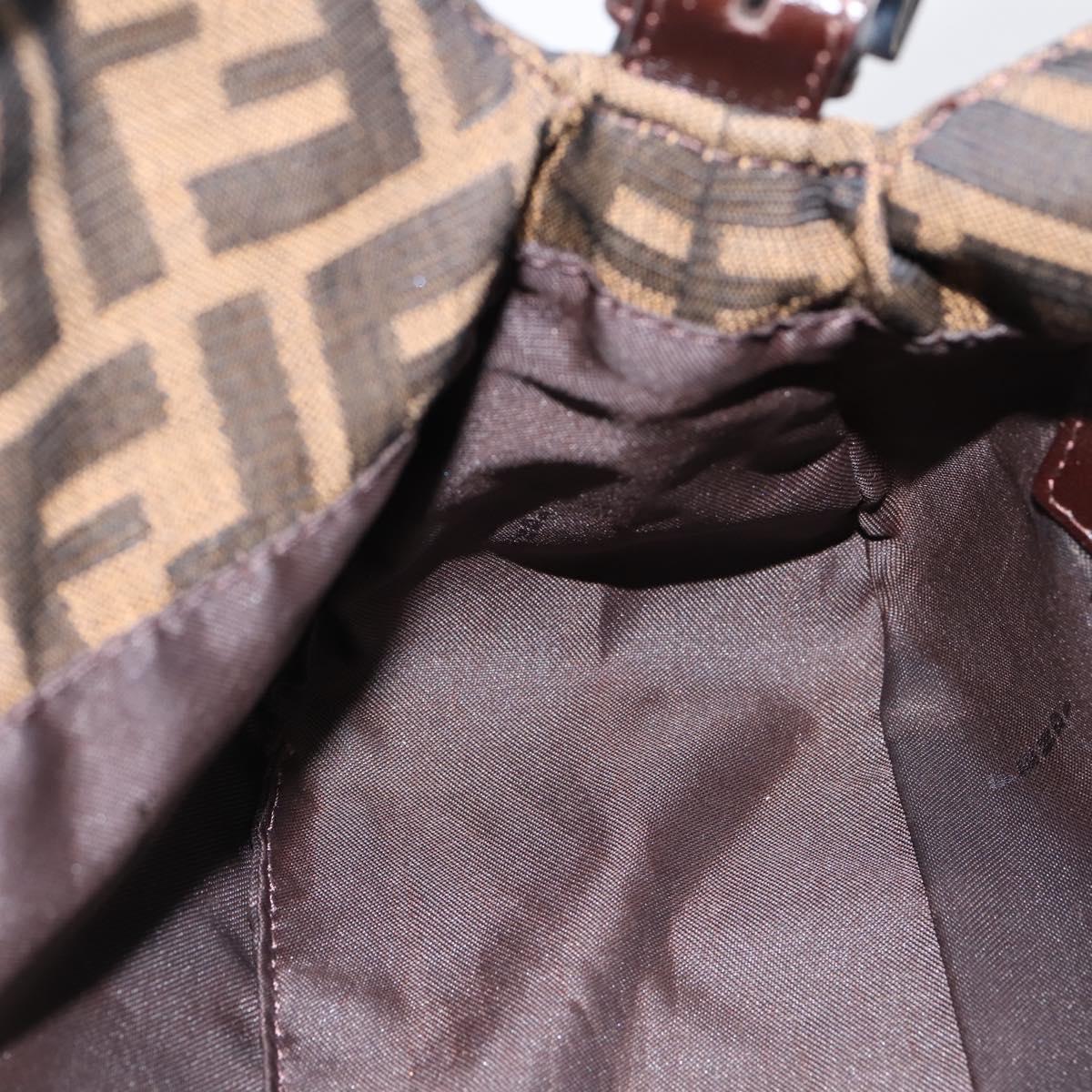 FENDI Zucca Canvas Mamma Baguette Shoulder Bag Brown Black Auth 197334V