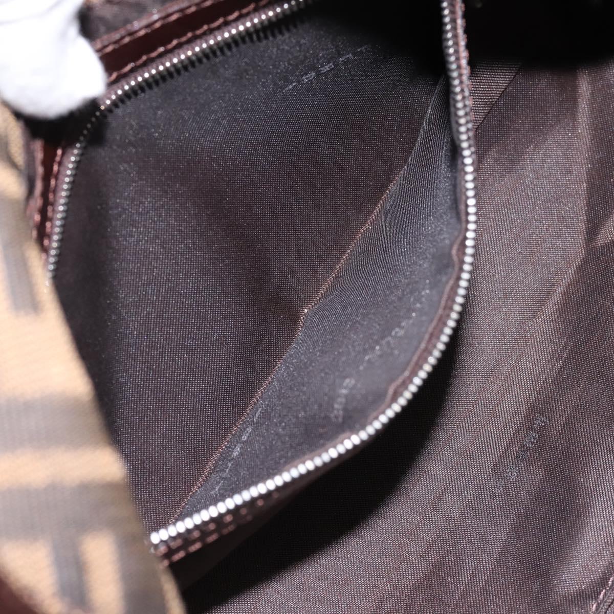 FENDI Zucca Canvas Mamma Baguette Shoulder Bag Brown Black Auth 197334V