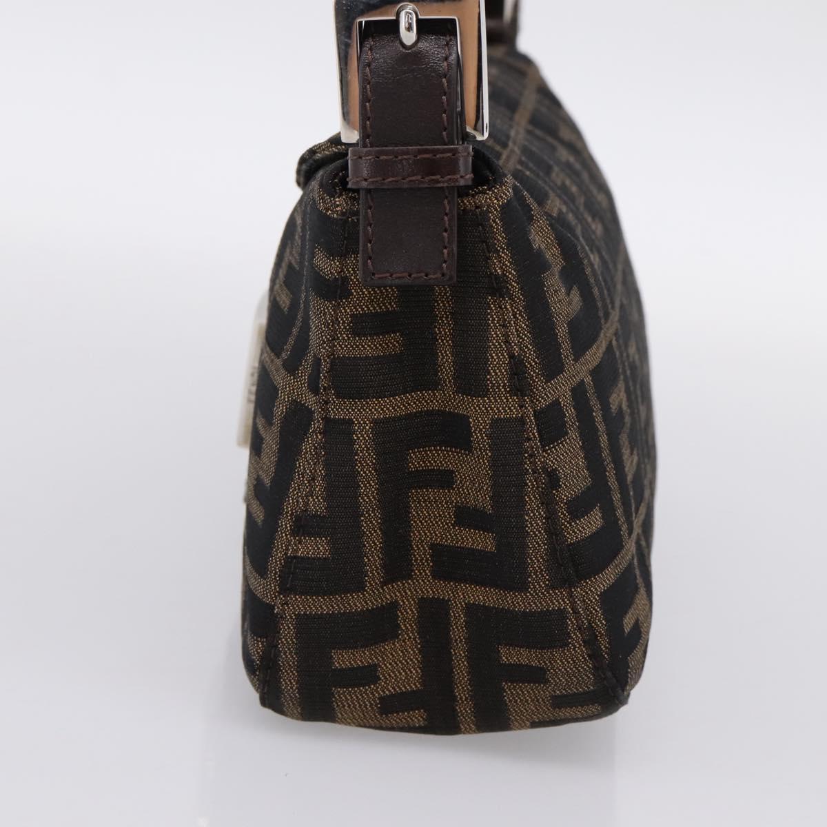 FENDI Zucca Canvas Mamma Baguette Shoulder Bag Brown Black Auth 197334V