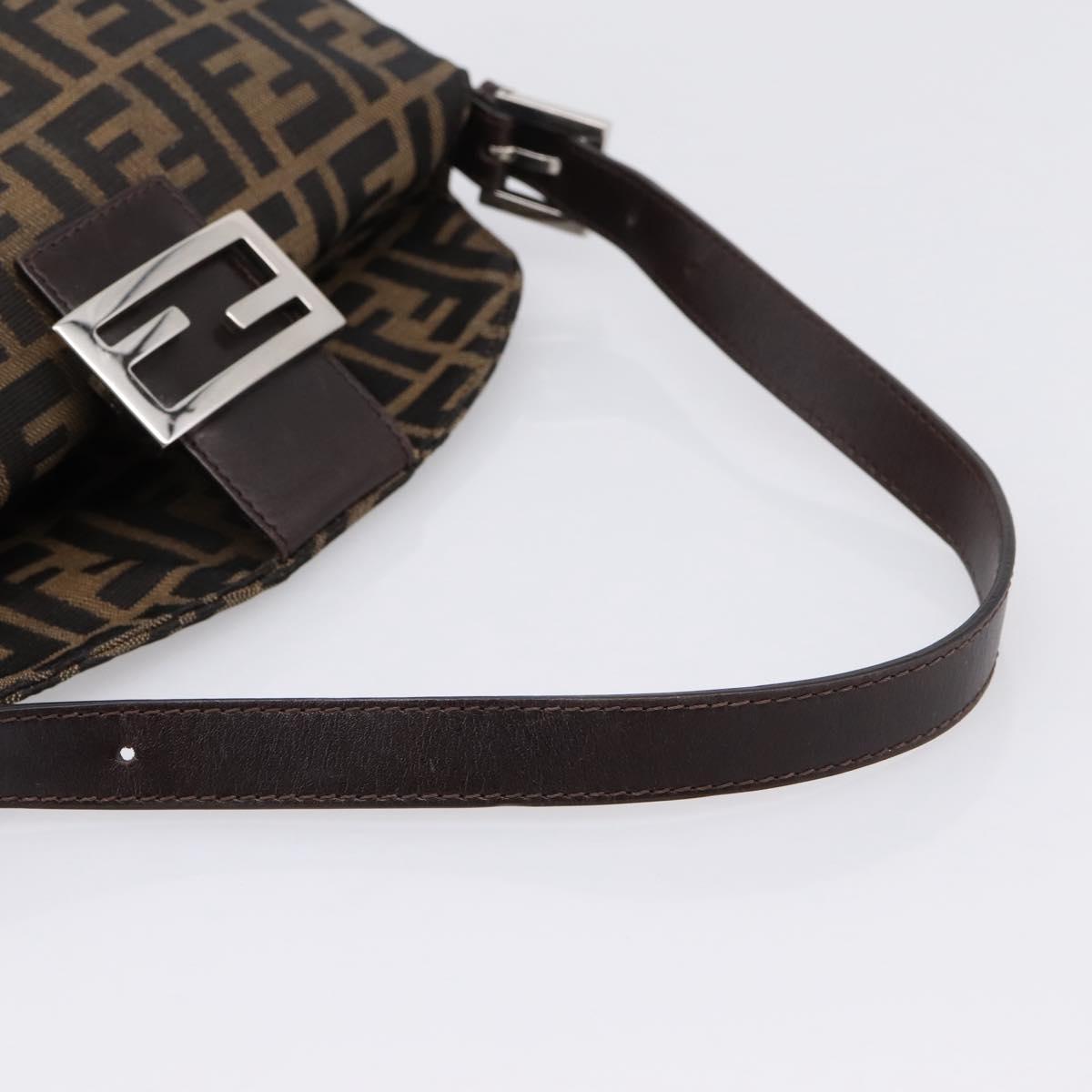 FENDI Zucca Canvas Mamma Baguette Shoulder Bag Brown Black Auth 197334V