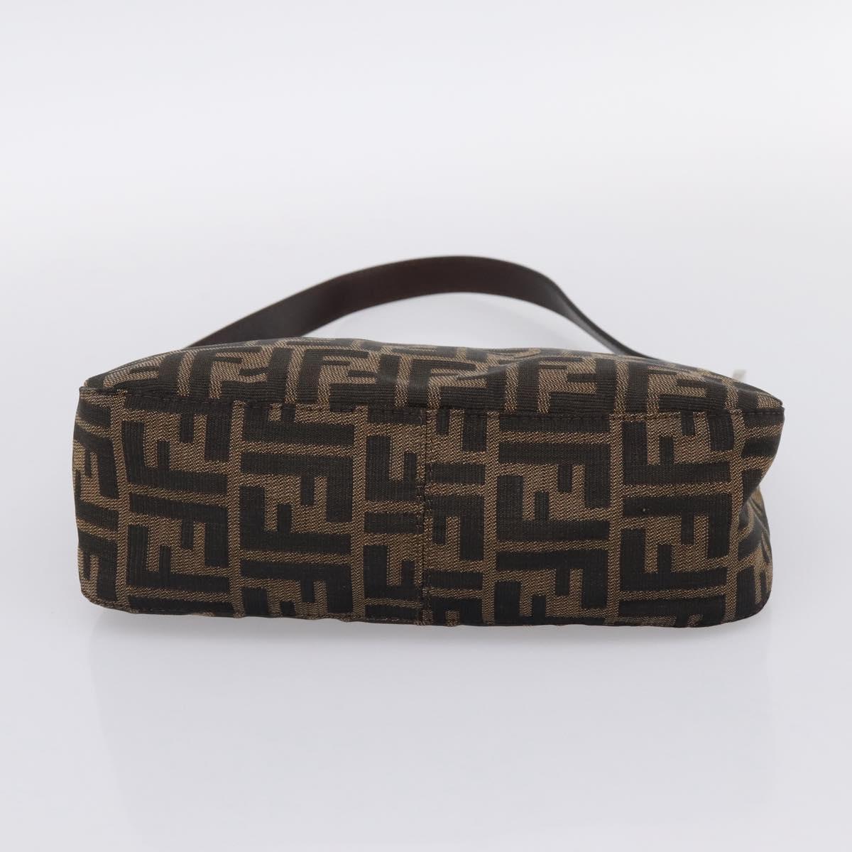 FENDI Zucca Canvas Mamma Baguette Shoulder Bag Brown Black Auth 197334V