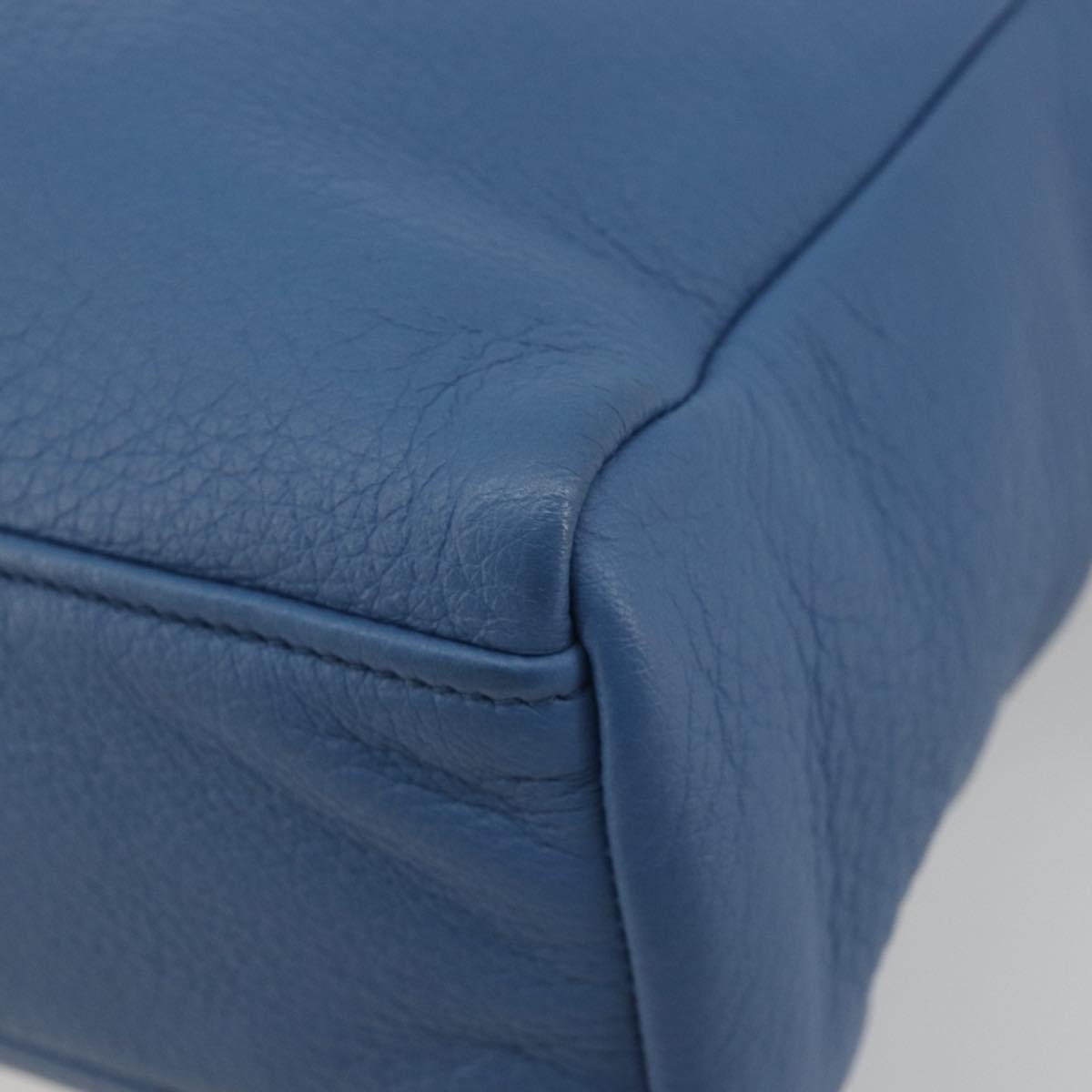 PRADA Hand Bag Leather Blue Gold Auth 197335V