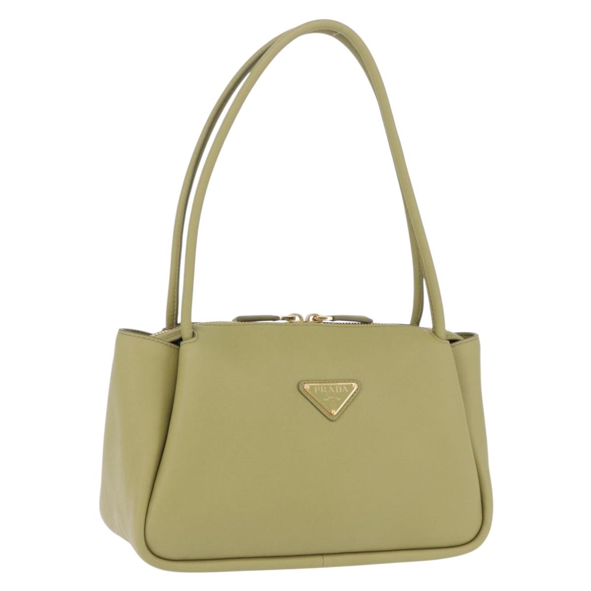PRADA Darling Shoulder Bag Leather Green Gold Auth 197336SAM