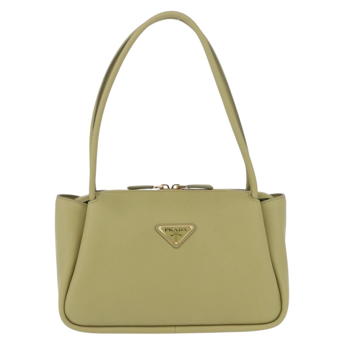 PRADA Darling Shoulder Bag Leather Green Gold Auth 197336SAM
