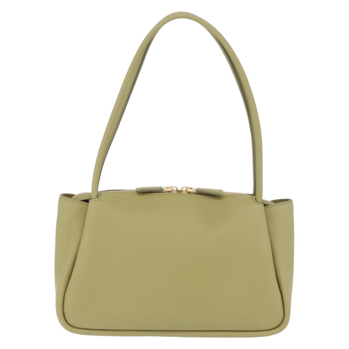 PRADA Darling Shoulder Bag Leather Green Gold Auth 197336SAM