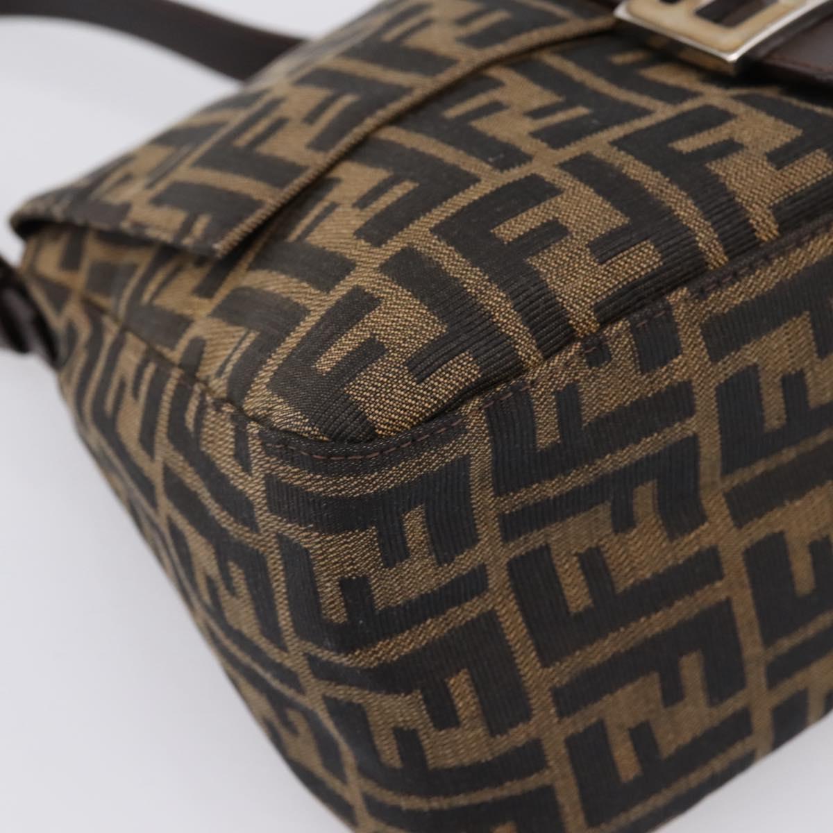 FENDI Zucca Canvas Mamma Baguette Shoulder Bag Brown Black Auth 197339V