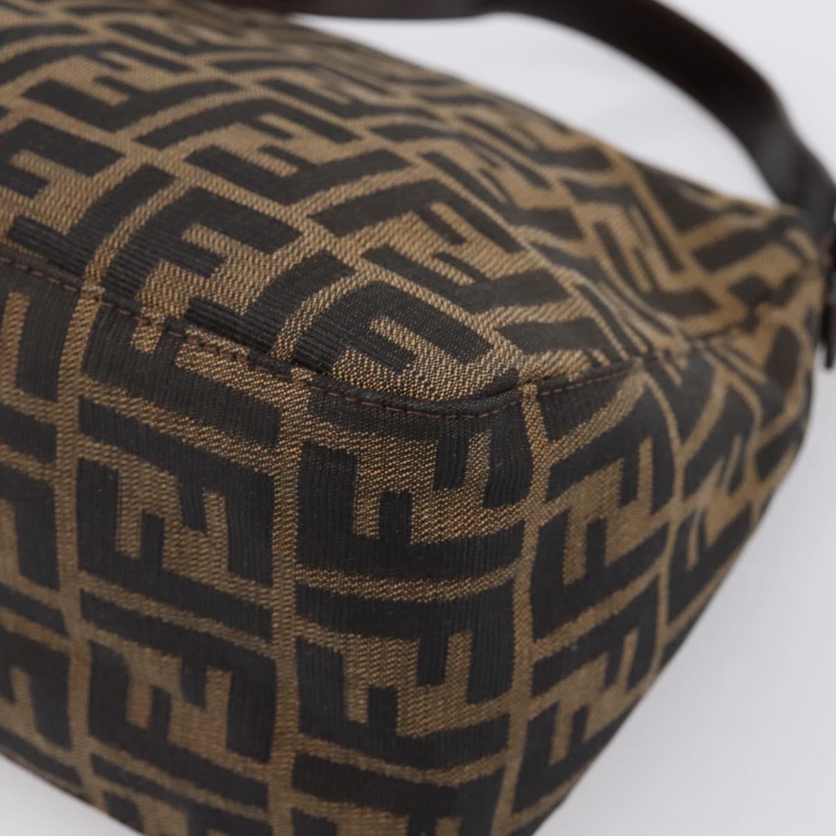 FENDI Zucca Canvas Mamma Baguette Shoulder Bag Brown Black Auth 197339V