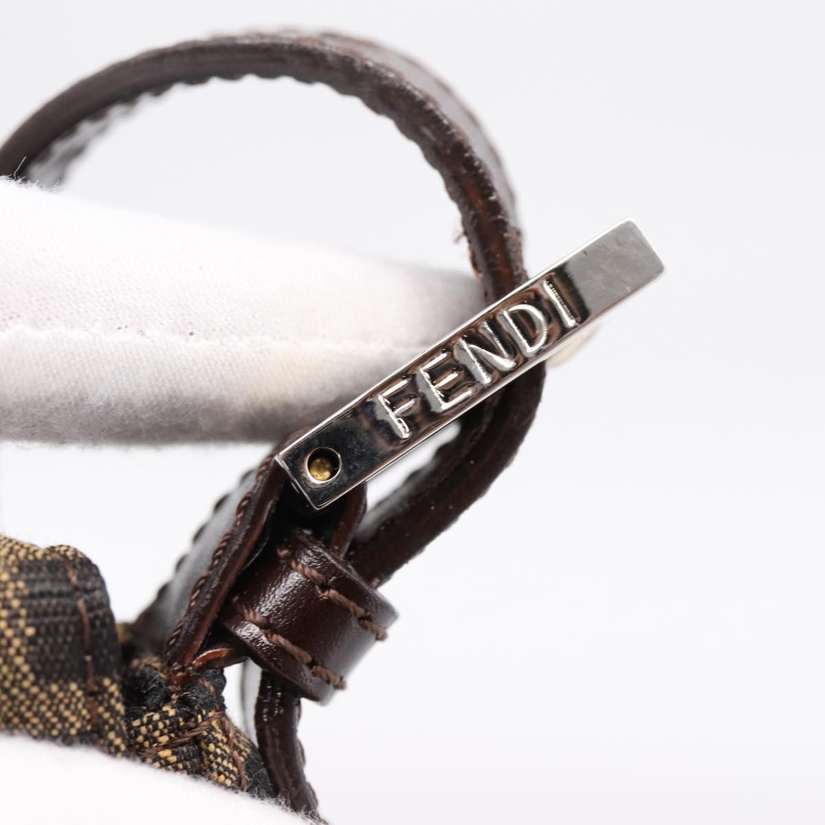 FENDI Zucca Canvas Mamma Baguette Shoulder Bag Brown Black Auth 197339V