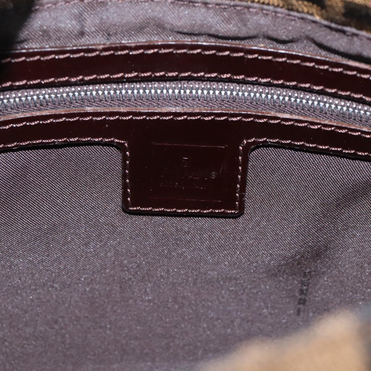 FENDI Zucca Canvas Mamma Baguette Shoulder Bag Brown Black Auth 197339V