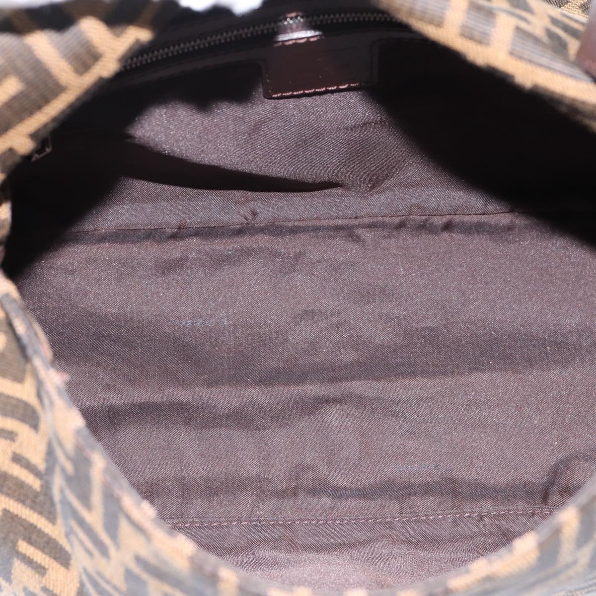 FENDI Zucca Canvas Mamma Baguette Shoulder Bag Brown Black Auth 197339V