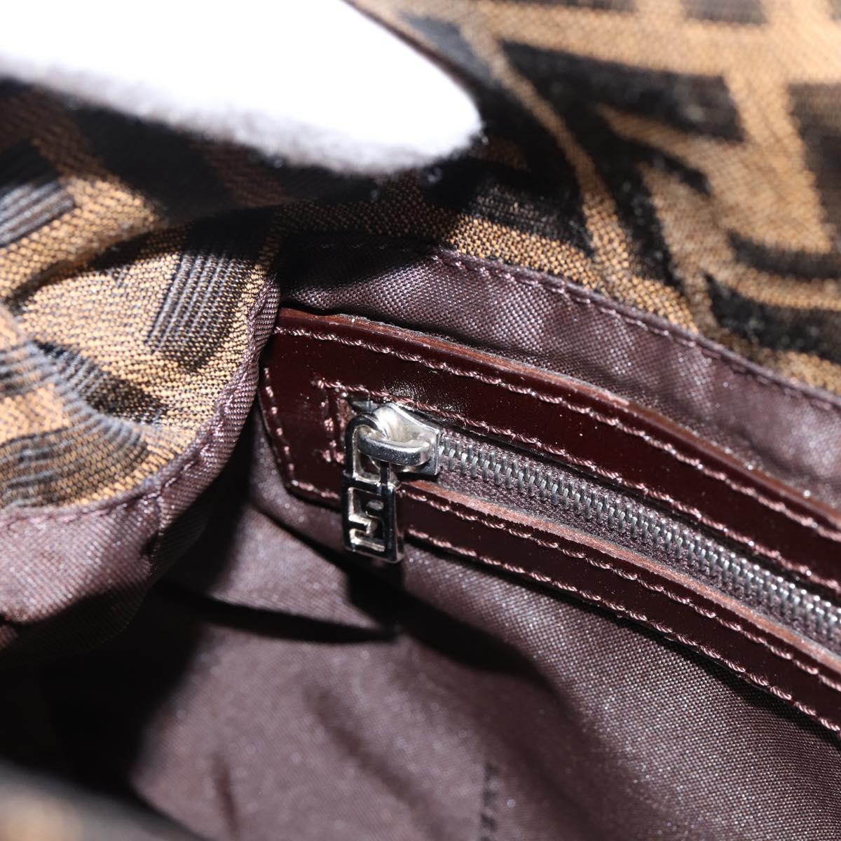 FENDI Zucca Canvas Mamma Baguette Shoulder Bag Brown Black Auth 197339V