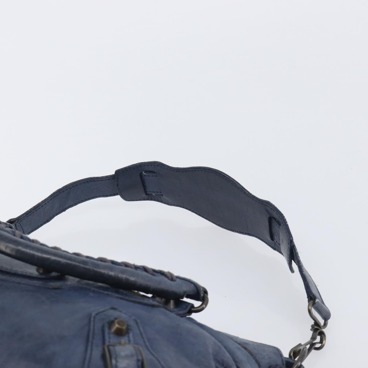 BALENCIAGA The First Hand Bag Leather 2way Blue 103208 Auth 197341V