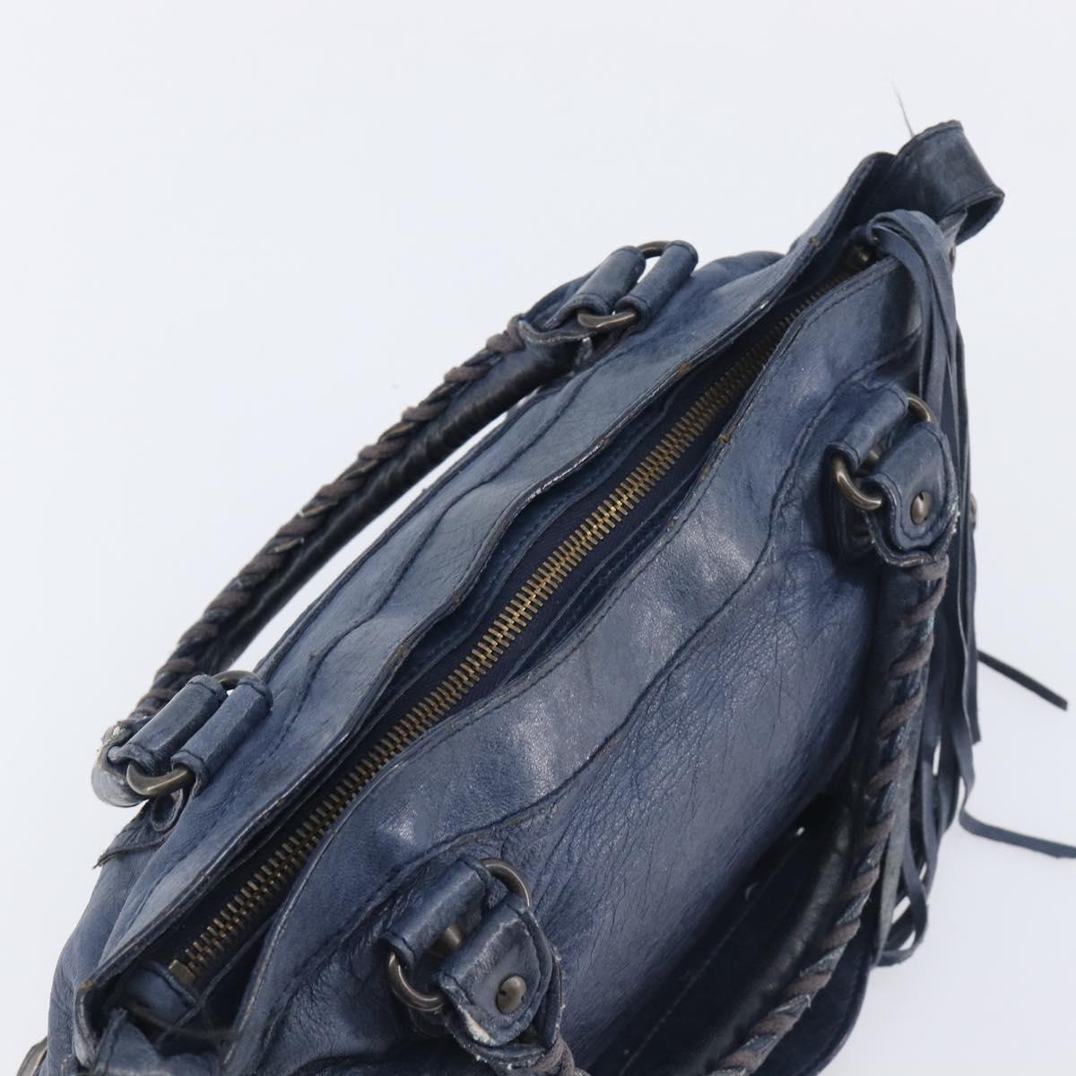 BALENCIAGA The First Hand Bag Leather 2way Blue 103208 Auth 197341V