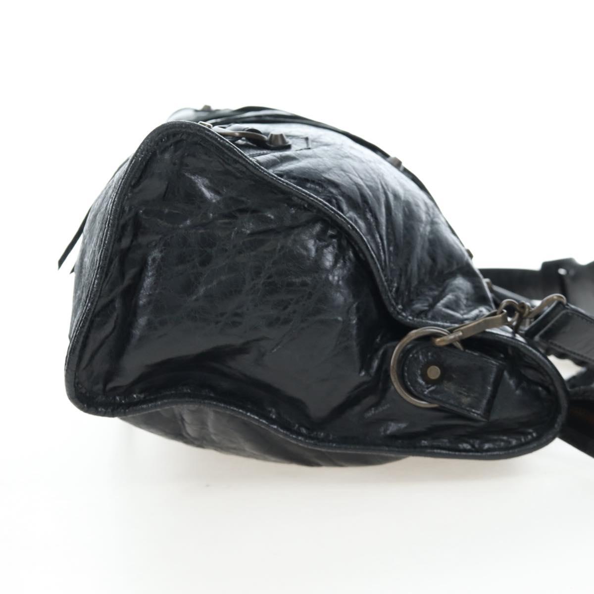 BALENCIAGA The City Hand Bag Leather 2way Black 115748 Auth 197343SAM