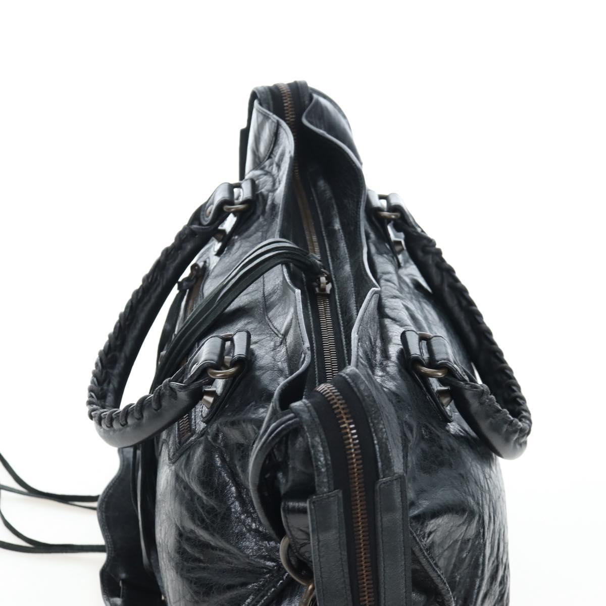 BALENCIAGA The City Hand Bag Leather 2way Black 115748 Auth 197343SAM