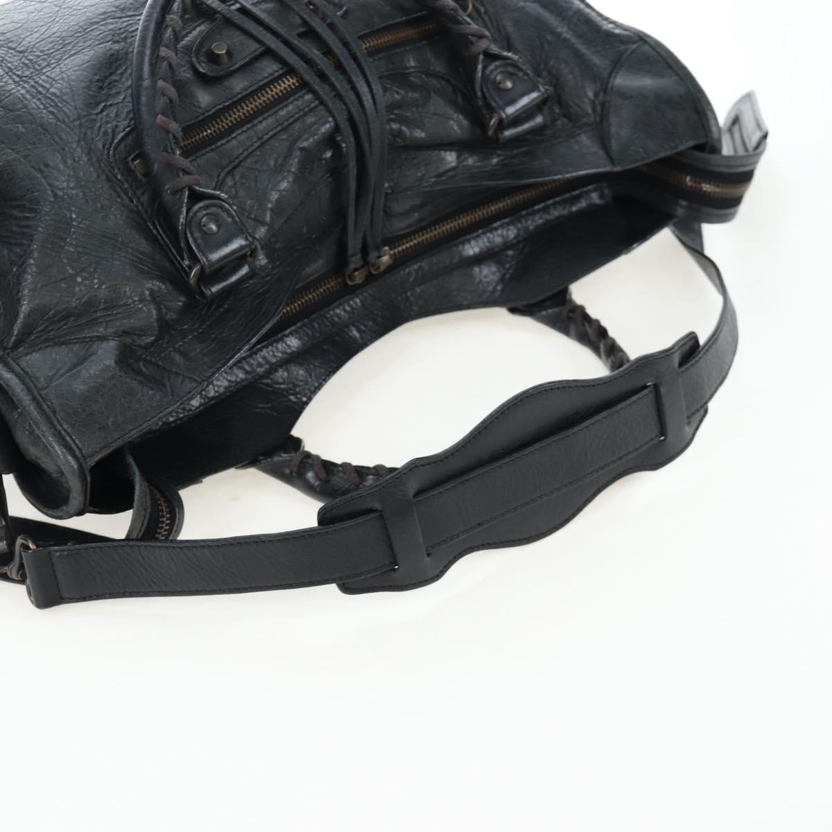 BALENCIAGA The City Hand Bag Leather 2way Black 115748 Auth 197344M