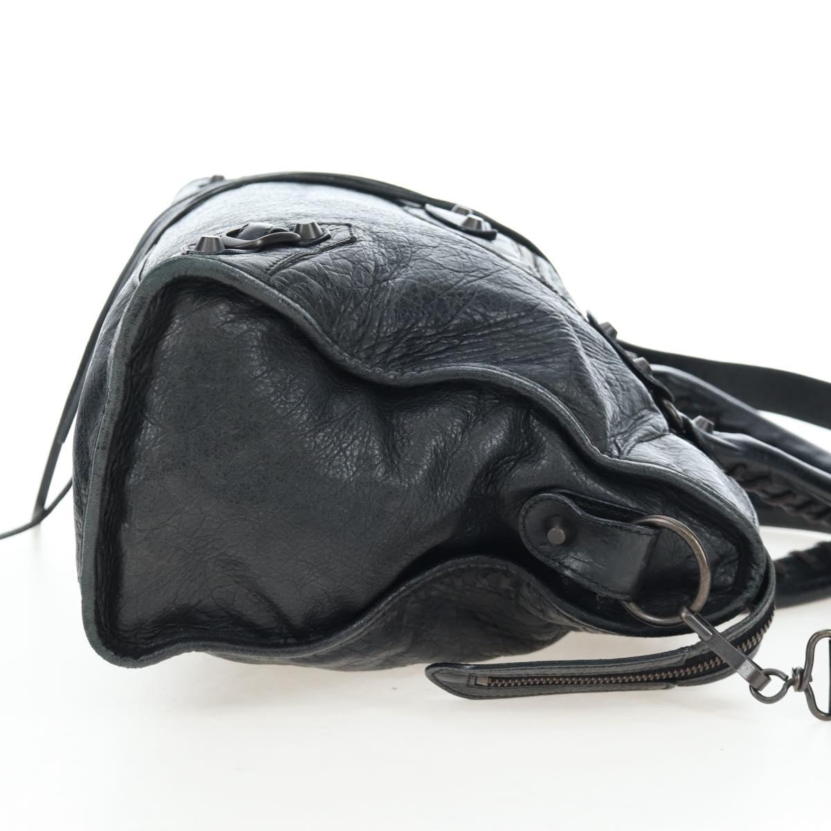 BALENCIAGA The City Hand Bag Leather 2way Black 115748 Auth 197344M