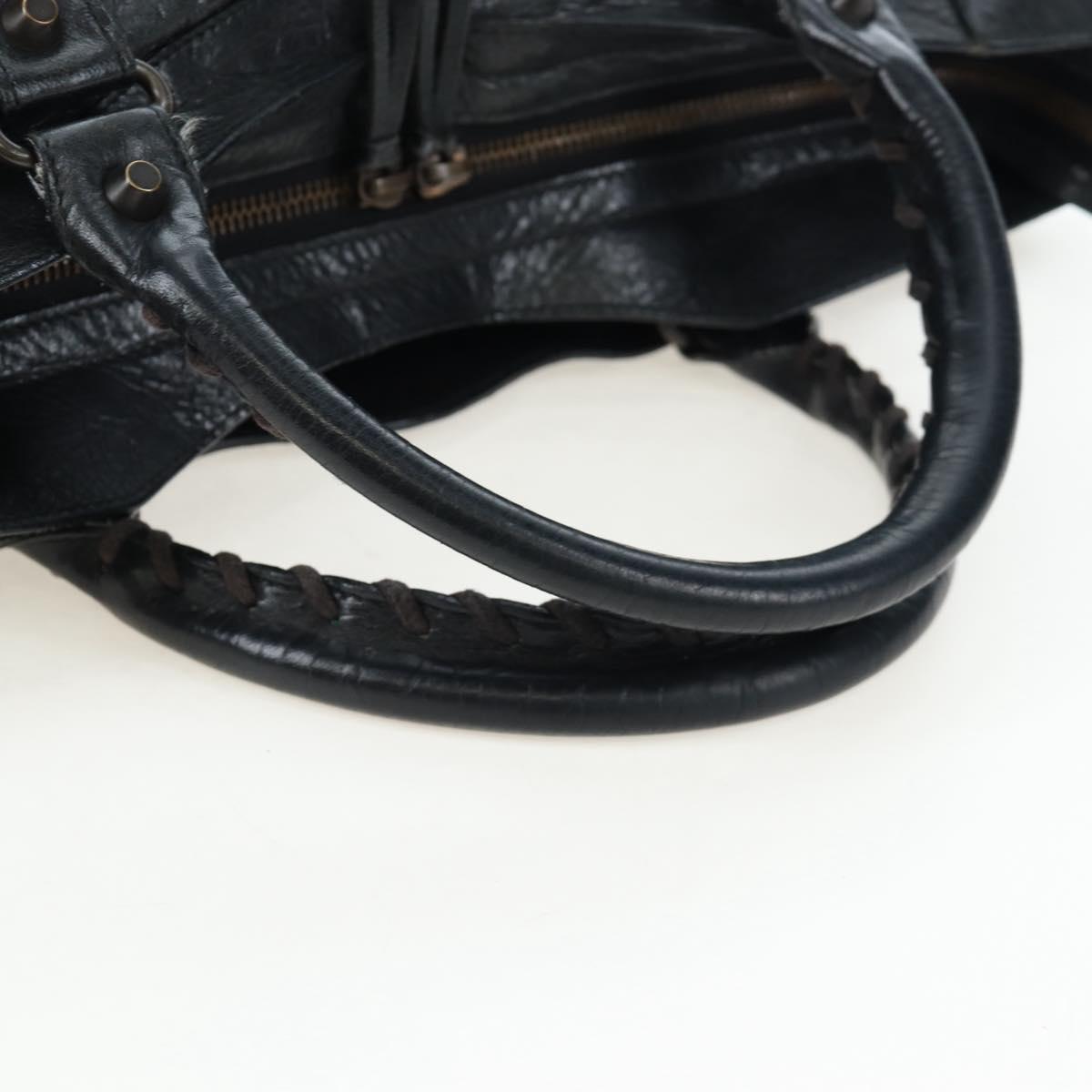 BALENCIAGA The City Hand Bag Leather 2way Black 115748 Auth 197344M