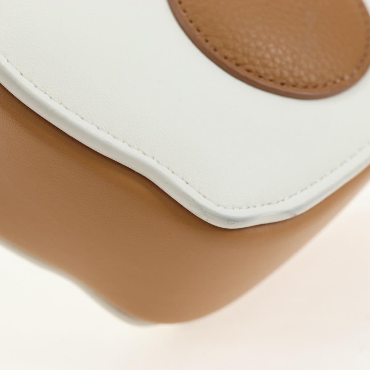 Christian Dior Shoulder Bag Leather Beige Silver Auth 197440SM