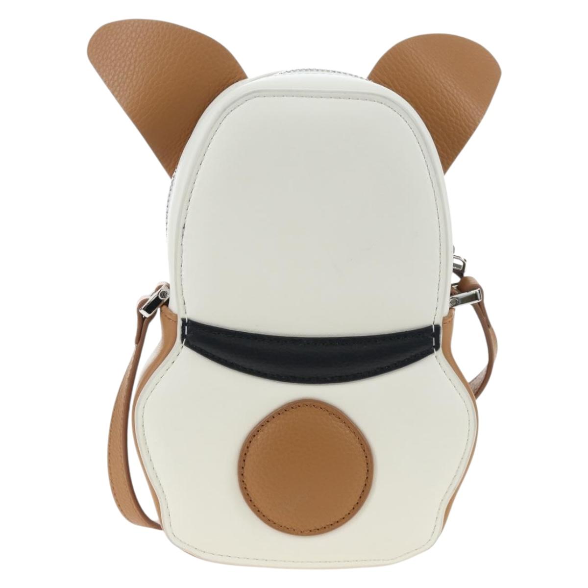 Christian Dior Shoulder Bag Leather Beige Silver Auth 197440SM