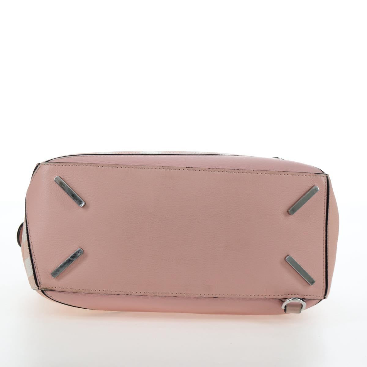 LOEWE Puzzle Bag Medium Bag Leather 2way Pink Silver Auth 197442A