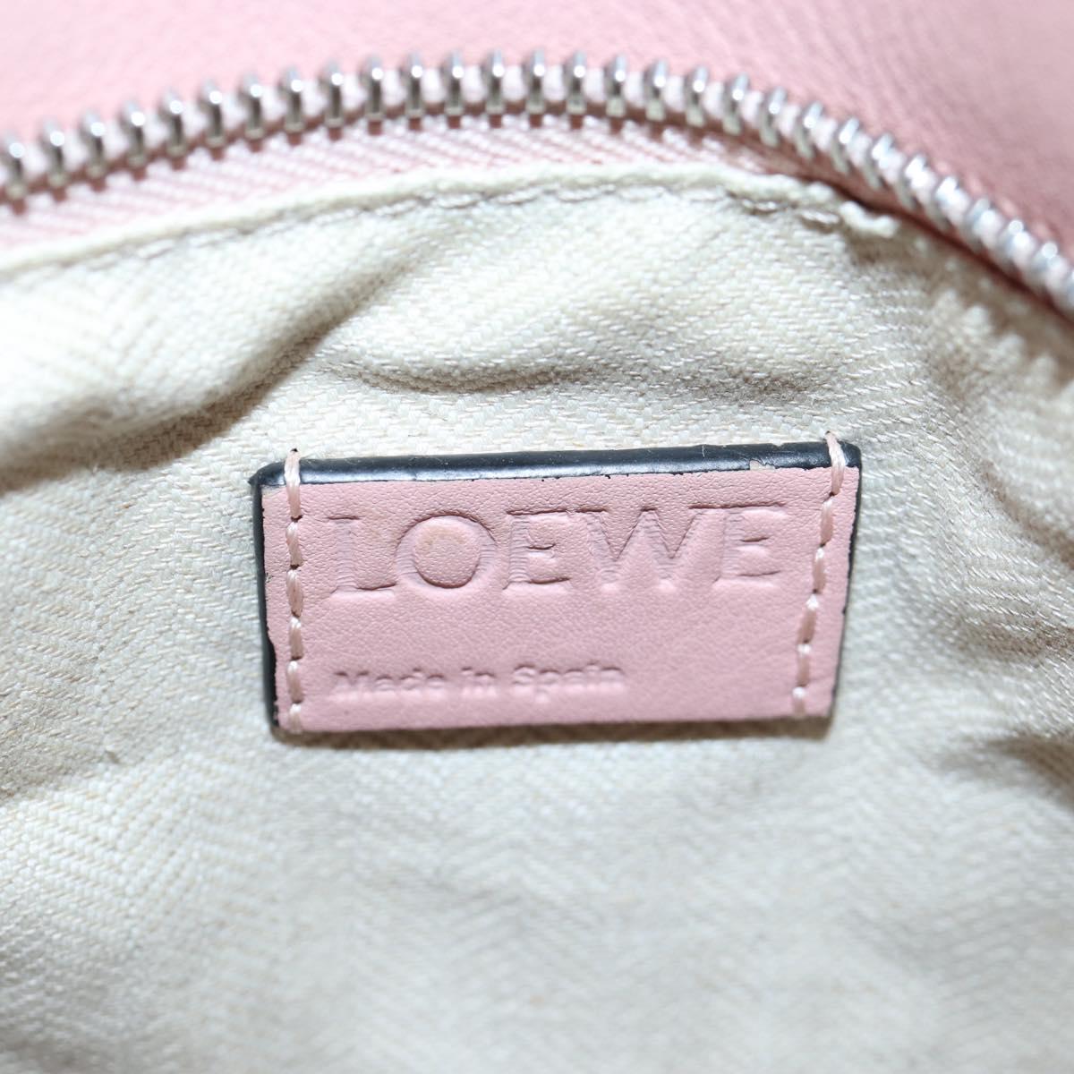 LOEWE Puzzle Bag Medium Bag Leather 2way Pink Silver Auth 197442A