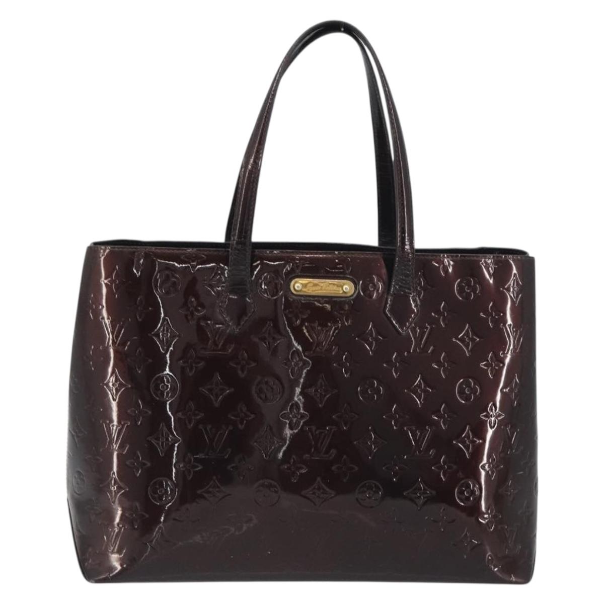 LOUIS VUITTON Monogram Vernis Wilshire MM Hand Bag Amarante M91645 Auth 197444