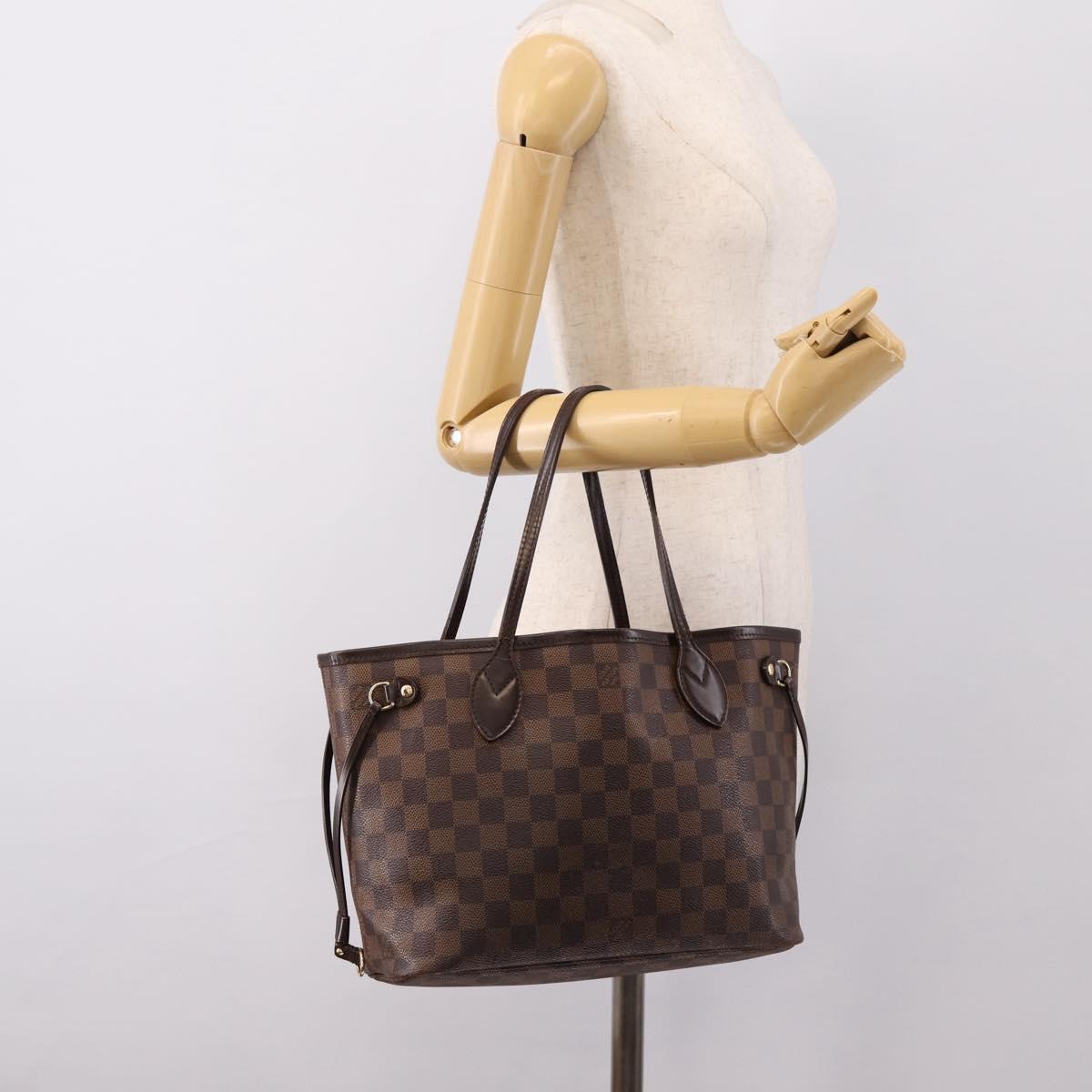 LOUIS VUITTON Damier Ebene Neverfull PM Tote Bag N51109 LV Auth 197447
